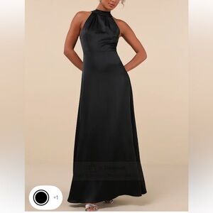 NWT Lulu's Black Satin Formal Dress